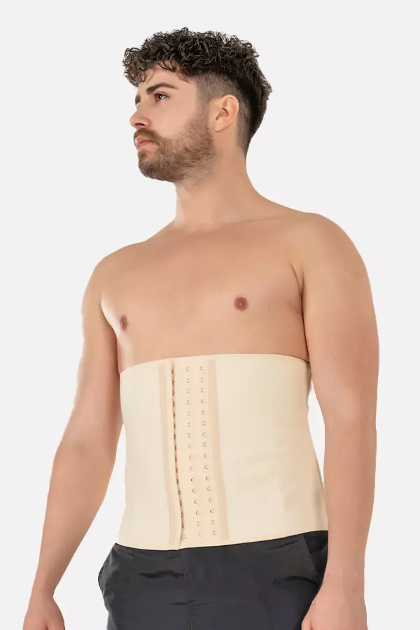 Herren Latex Unterbrust-Korsett in Nude - 1