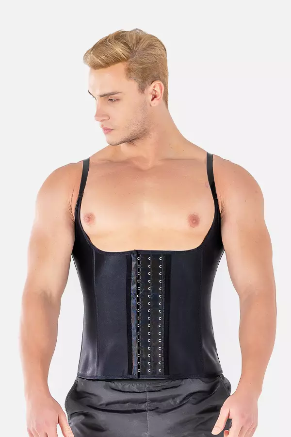 Premium Latex Waist Trainer With Straps Man Black - 1