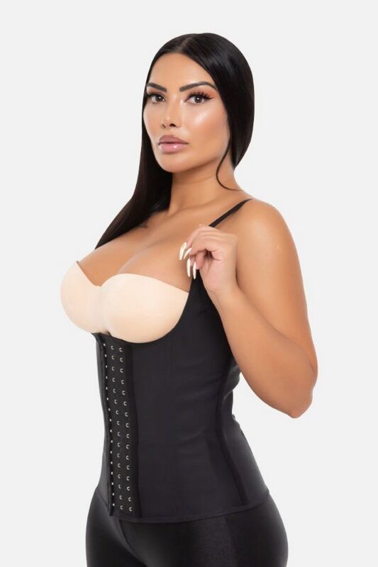 Premium Latex Waist Trainer With Straps Black - 1