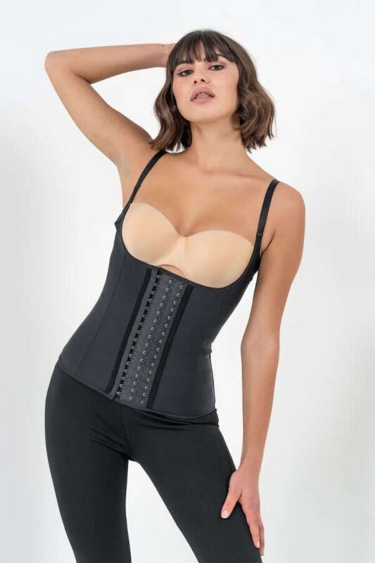 Premium Latex Waist Trainer With Straps Black - 7