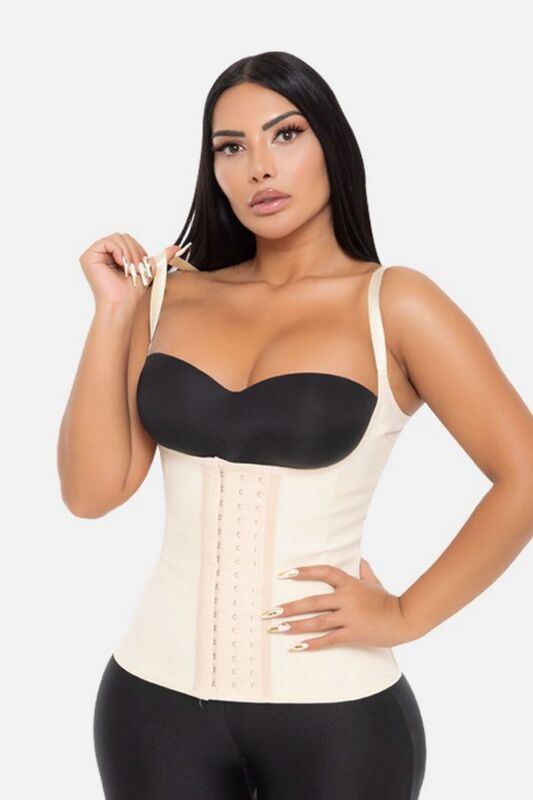 Premium Latex Waist Trainer With Straps Beige - 1